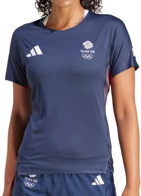 adidas Adizero Team GB Short Sleeve Womens Running Top - Blue