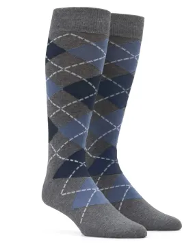 Argyle Slate Blue Dress Socks