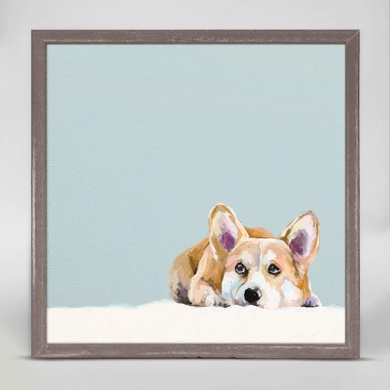 Best Friend - Contemplative Corgi Mini Framed Canvas