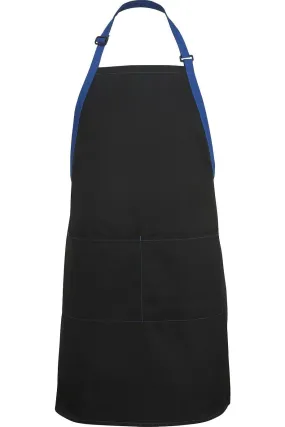 Black w/ Royal Blue Bib Color Block Adjustable Apron (2 Pockets)