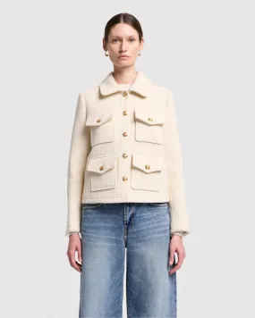 Cashmere Boucle Jacket in Milk