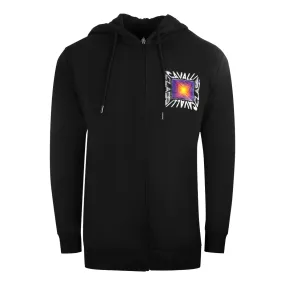 Cavalli Class Aysmmetric Box Design Black Zip-Up Hoodie