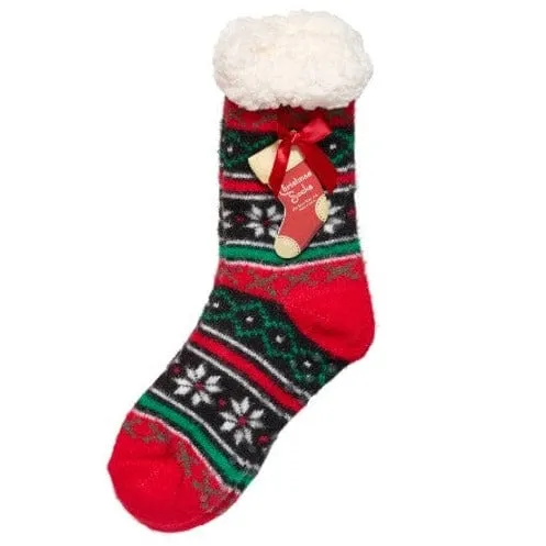 Christmas Fairisle Fuzzy Sherpa Slipper