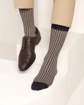 Cotton Brown Printed Socks - Tesla