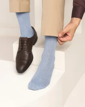 Cotton Shadow Blue Textured Socks - Turkey