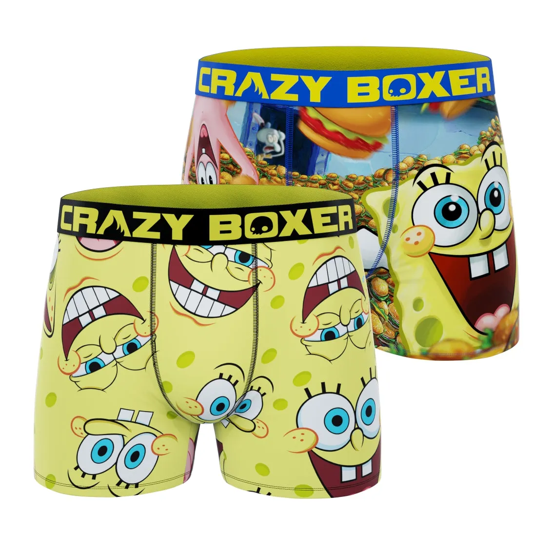 CRAZYBOXER South Park Spongebob FACES   BURGER Men's Boxer Briefs (2 pack)