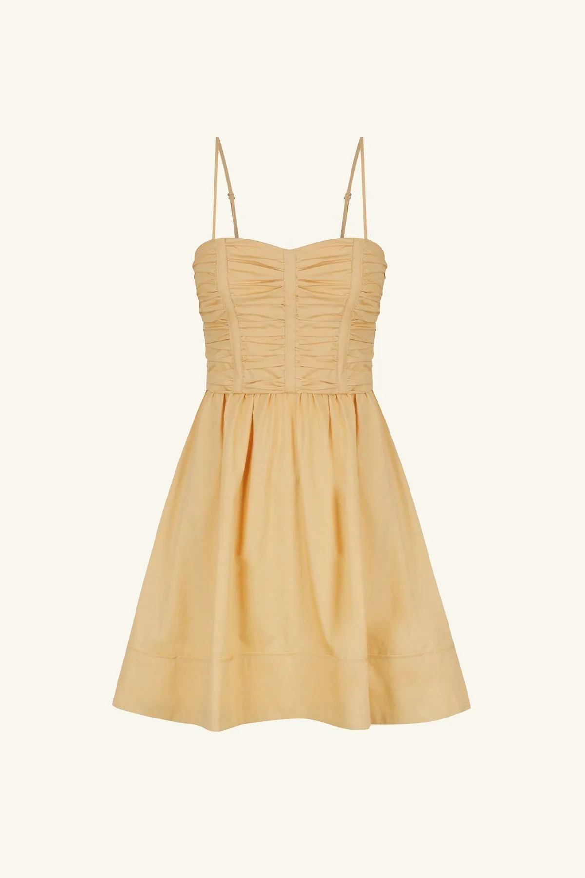 ESTELA RUCHED PANEL MINI DRESS - SAND