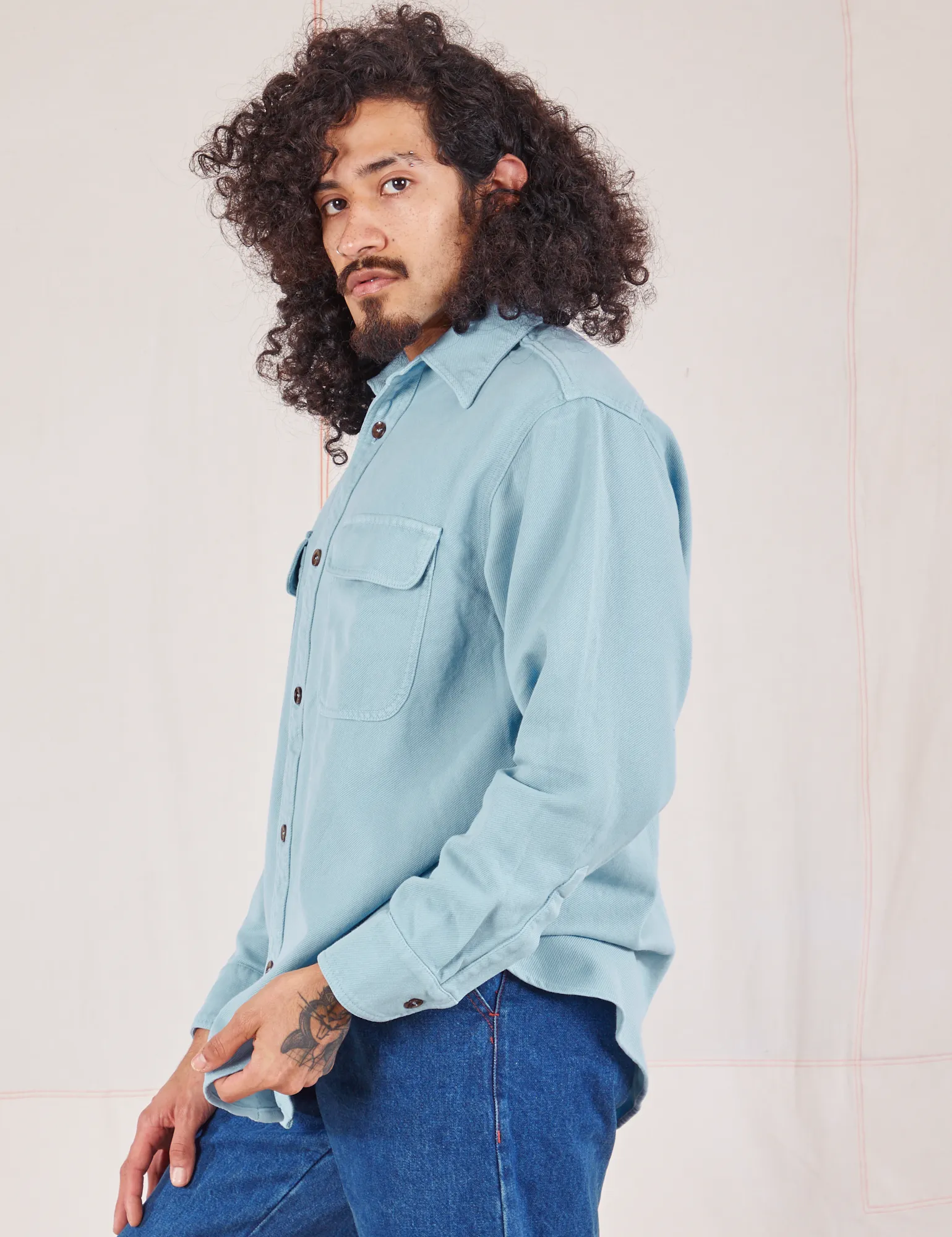 Flannel Overshirt - Baby Blue *FINAL SALE*