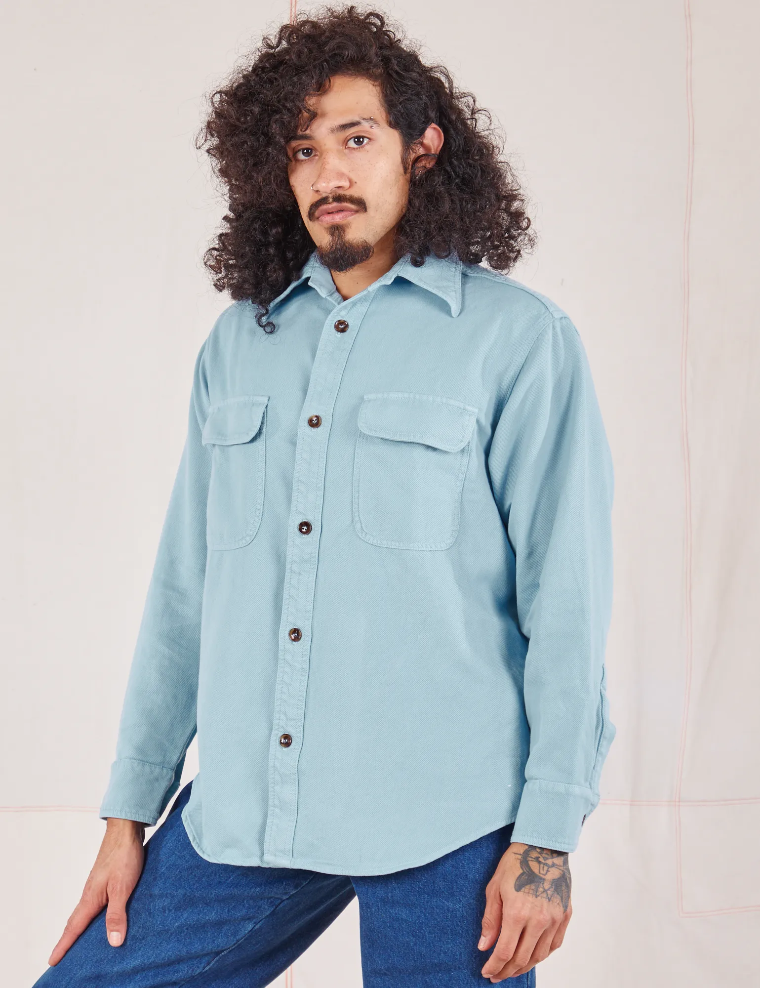 Flannel Overshirt - Baby Blue *FINAL SALE*