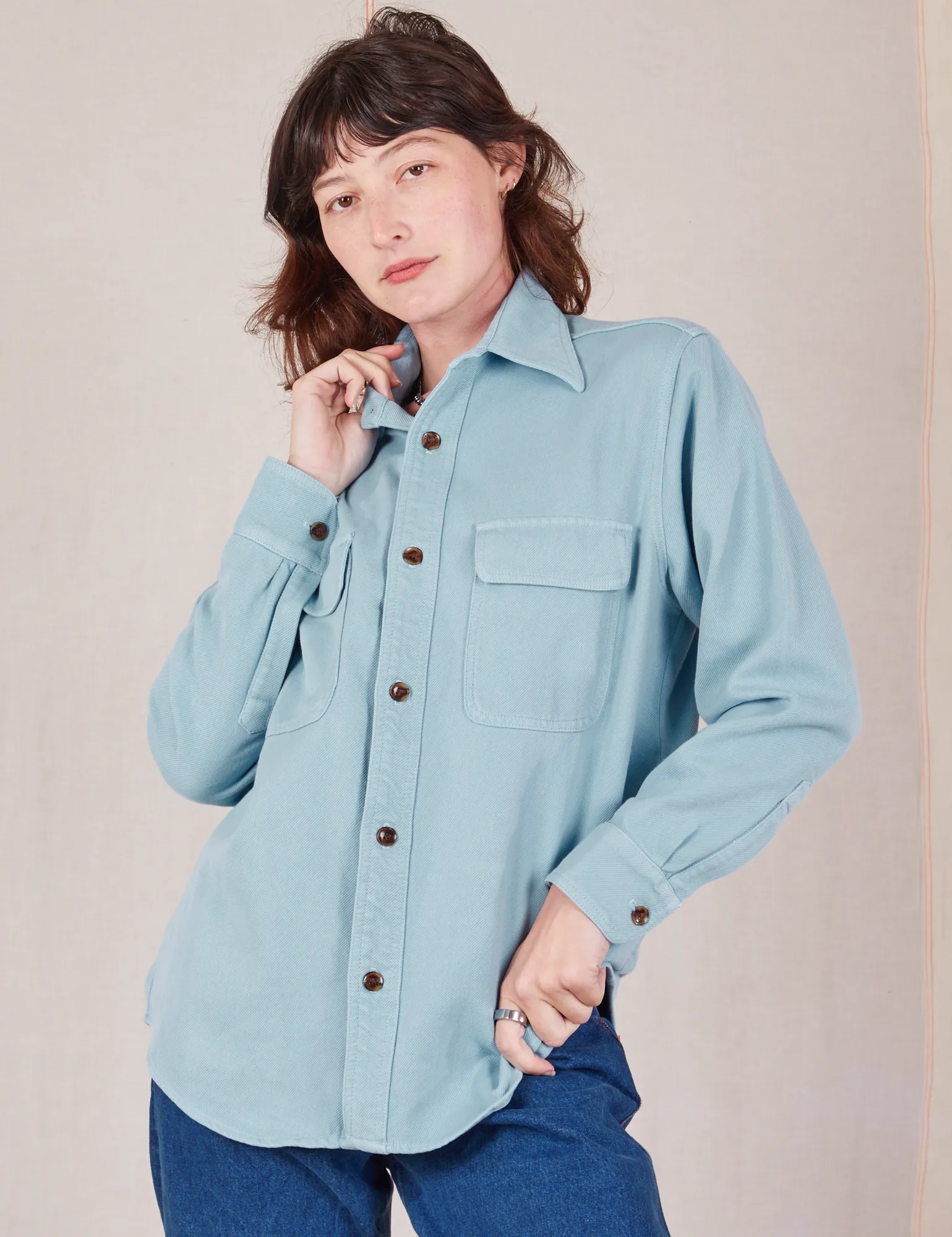 Flannel Overshirt - Baby Blue *FINAL SALE*