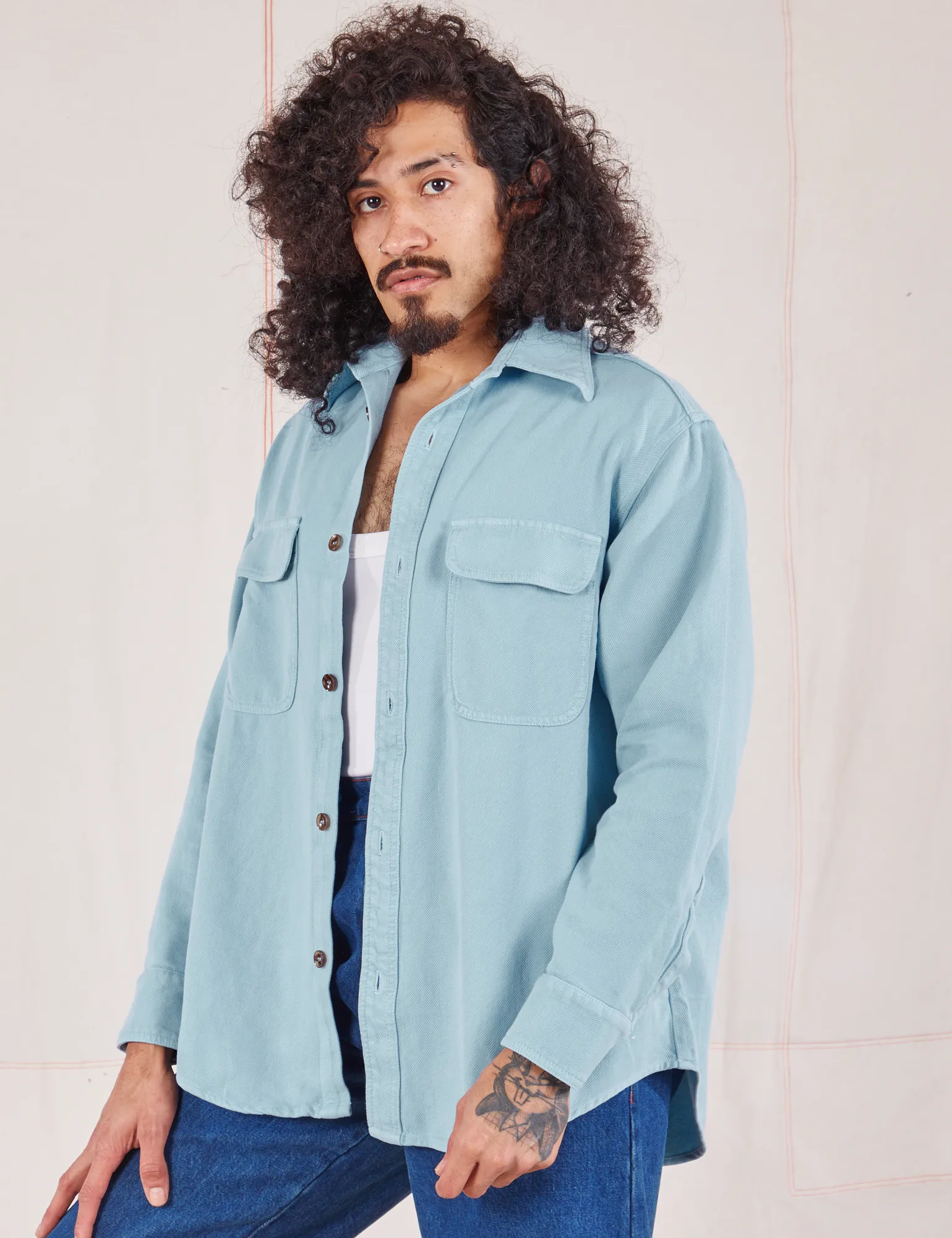 Flannel Overshirt - Baby Blue *FINAL SALE*