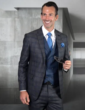 GARCIA GREY 3 PC PLAID TAILORED FIT SUIT