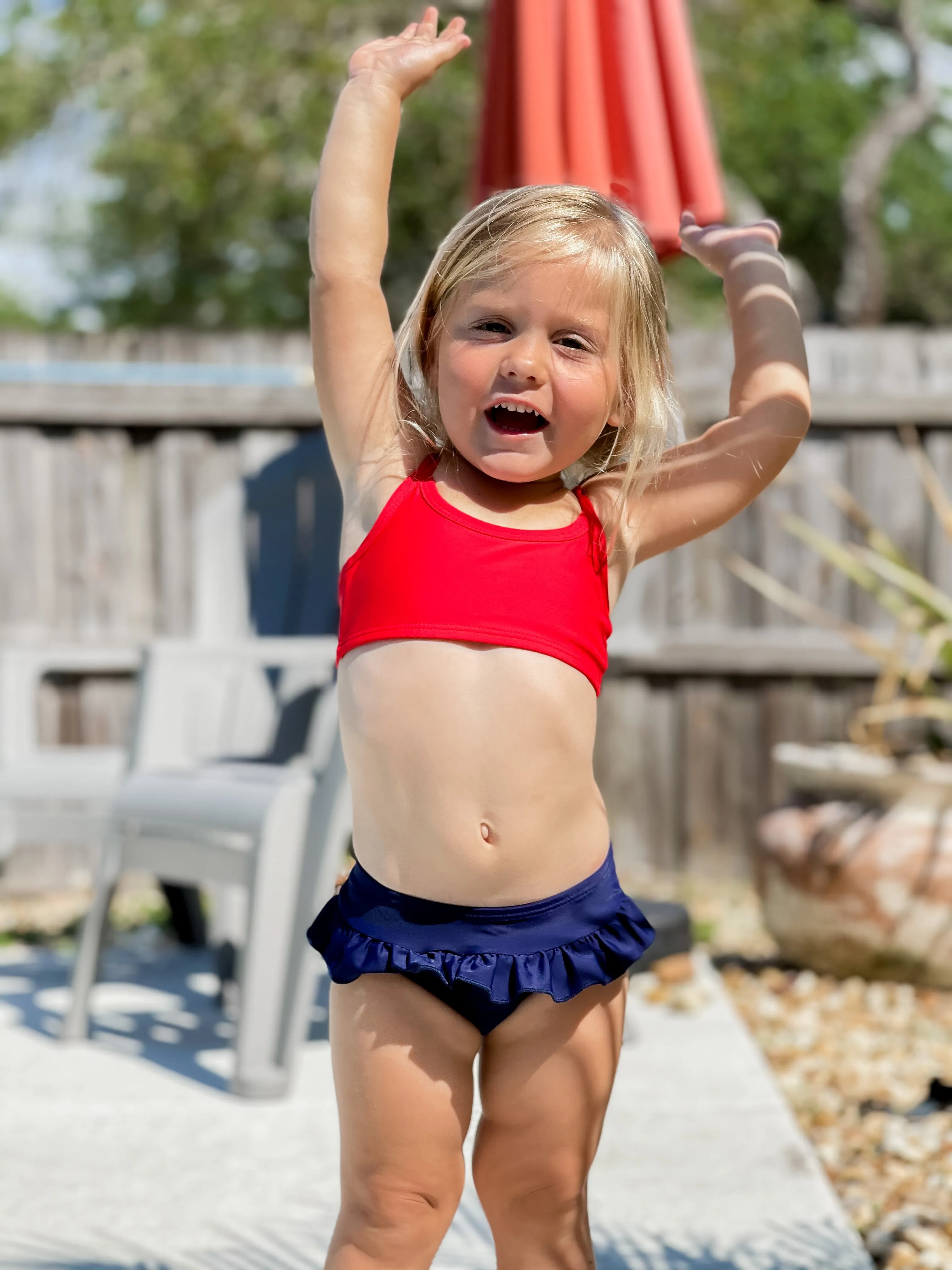 Girls UPF 50  Ruffle Swim Briefs | Red