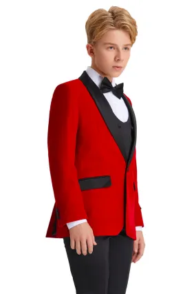 Jayden Tazio Kids Red Velvet Tuxedo (5-Piece Set)