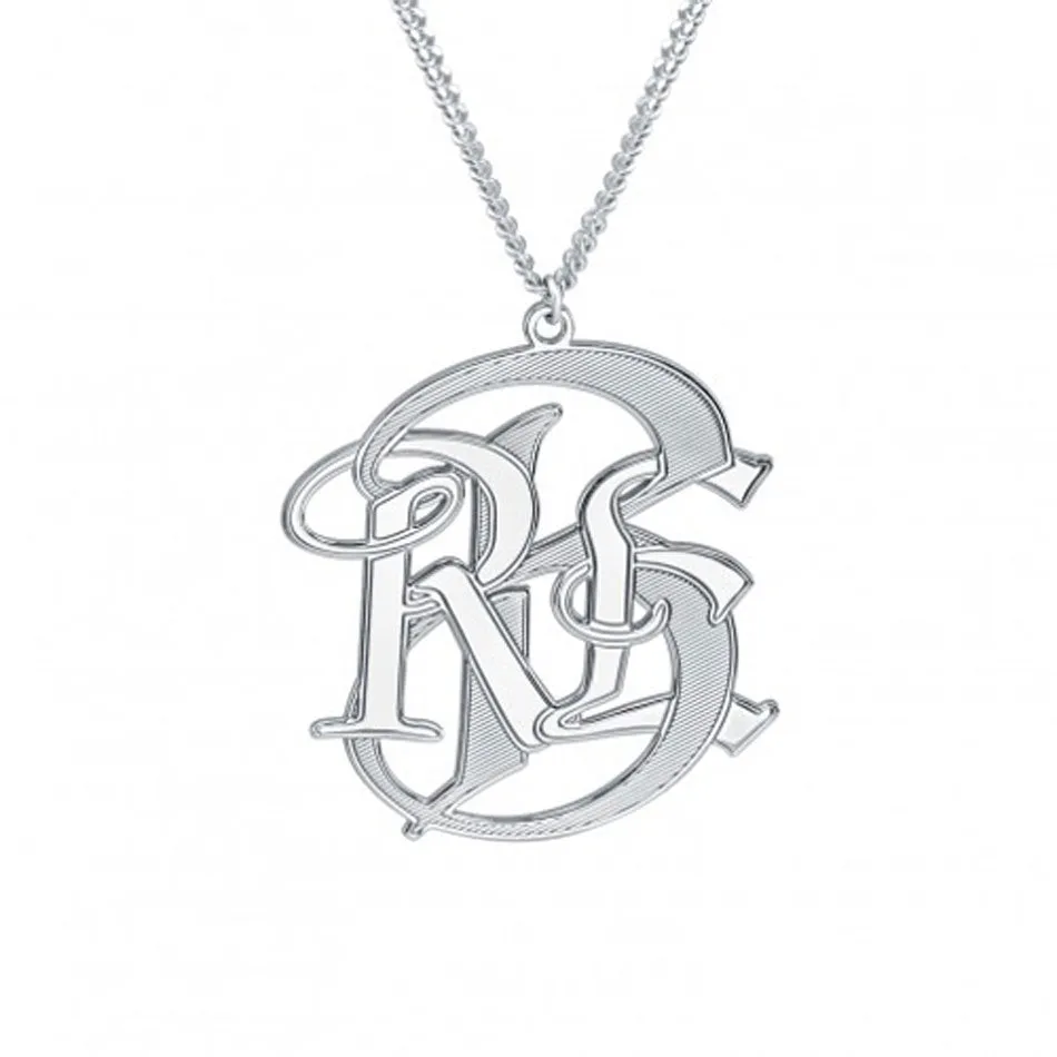 Mens Monogram Necklace - Gold or Silver