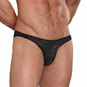 Mens Stretch Lace Bikini Briefs Black