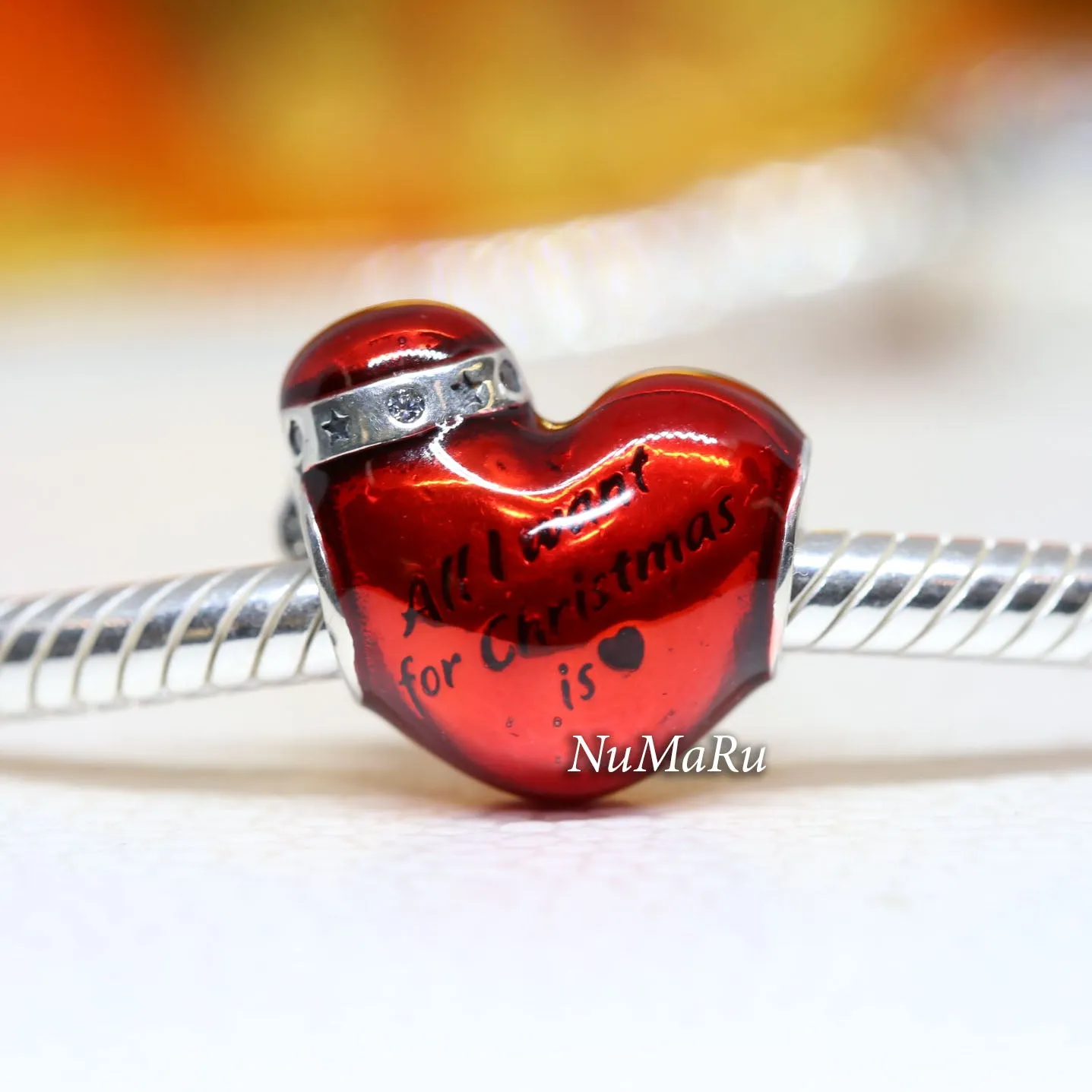 Metallic Red Christmas Heart Charm 792336C01