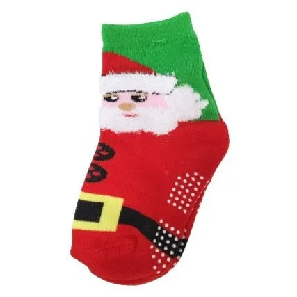 Santa Claus Socks with Fuzzy Beard for Kids (Ages 1-2 & 3-5)