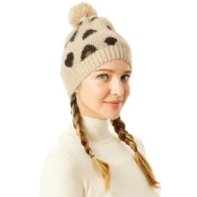 Soft Fuzzy Leopard Print Beanie Hat With Pom Pom