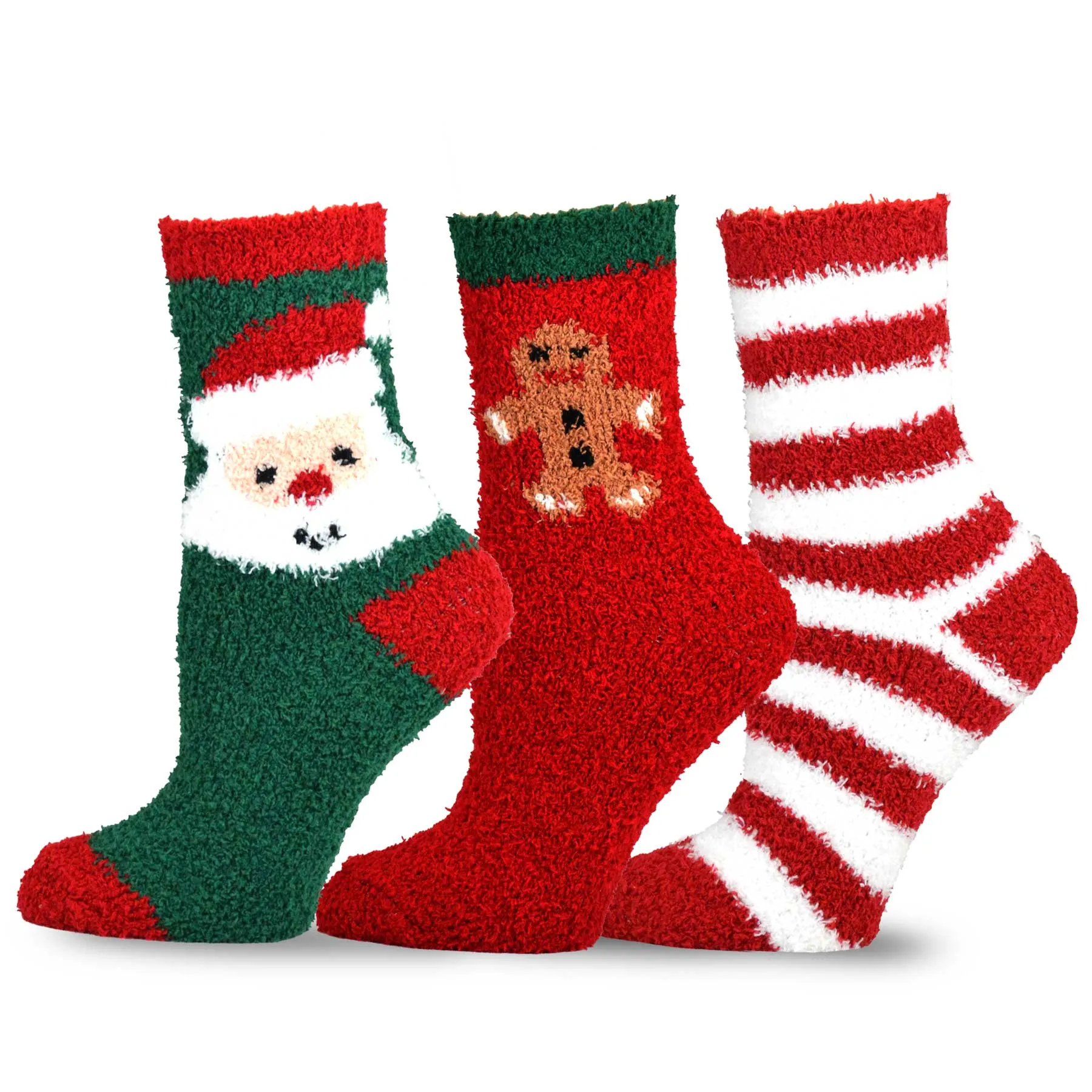 TeeHee Socks Kid's Christmas Polyester Short Crew Gingerbread 3-Pack (70944)