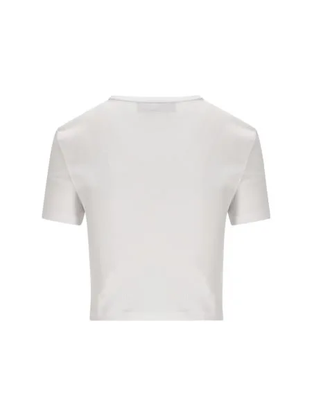 WHITE CROPPED T-SHIRT WITH LOGO