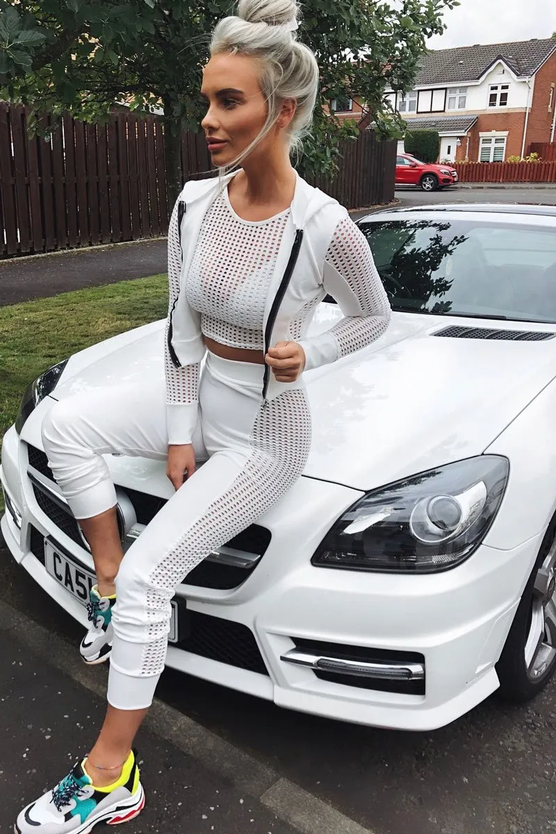 White Cut Out Side Panel Tracksuit - Miela