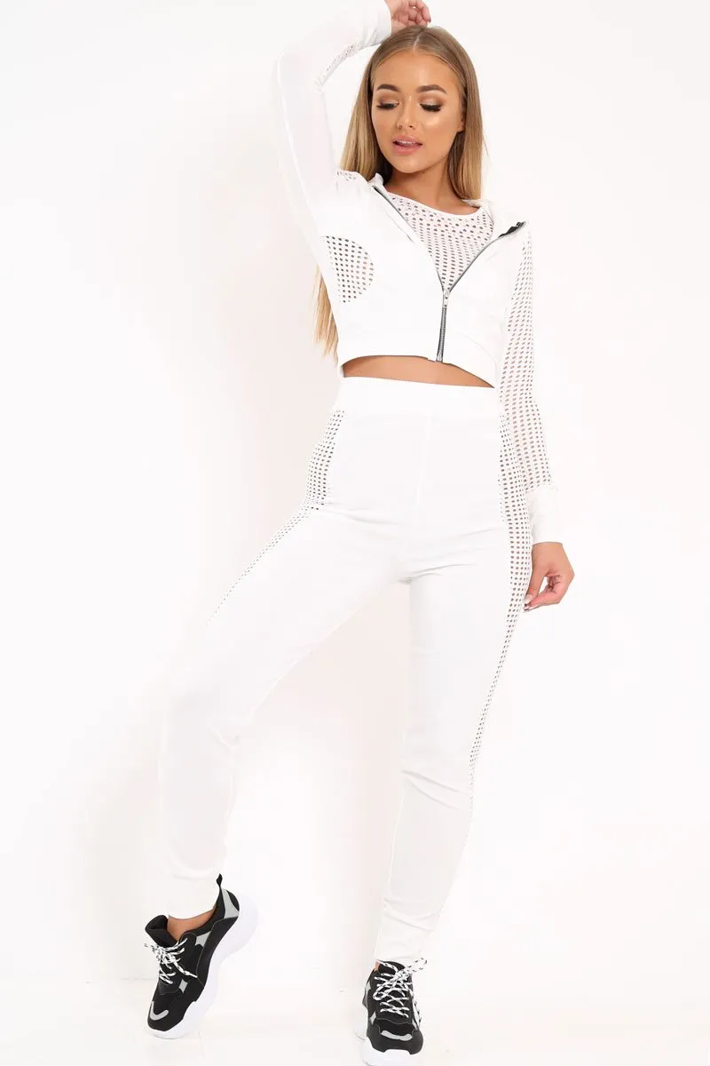 White Cut Out Side Panel Tracksuit - Miela