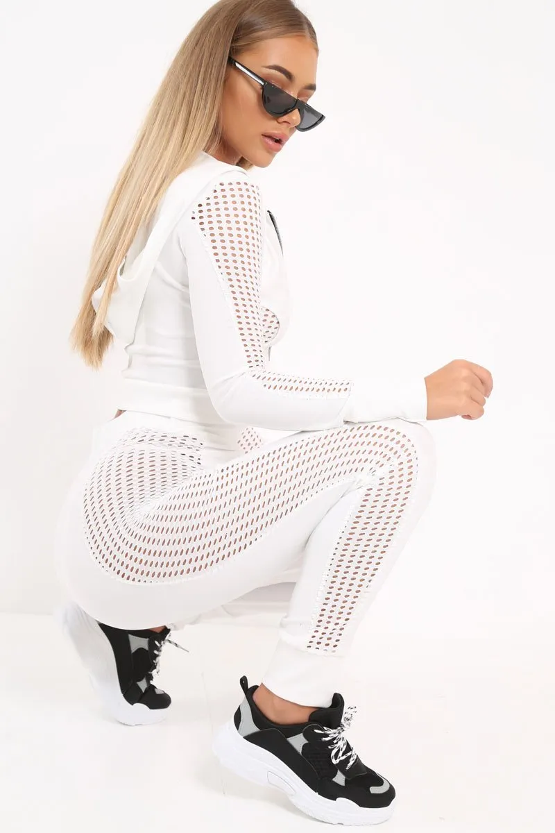 White Cut Out Side Panel Tracksuit - Miela